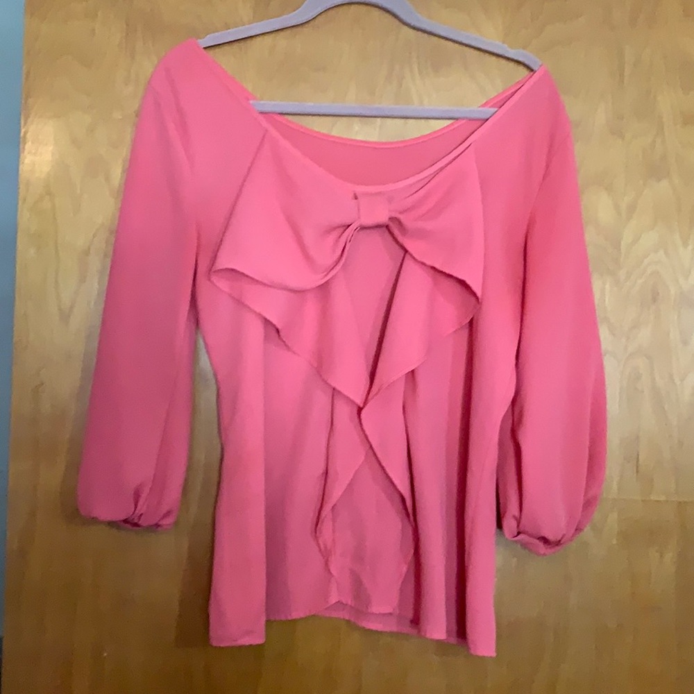 🎀Coral 3/4 Sleeve Blouse with Bow Detail🎀